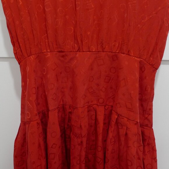 SOLD Vintage 80s Nordstrom 100% Silk Secretary Dress Geometric Print Drop Waist - Picture 4 of 6